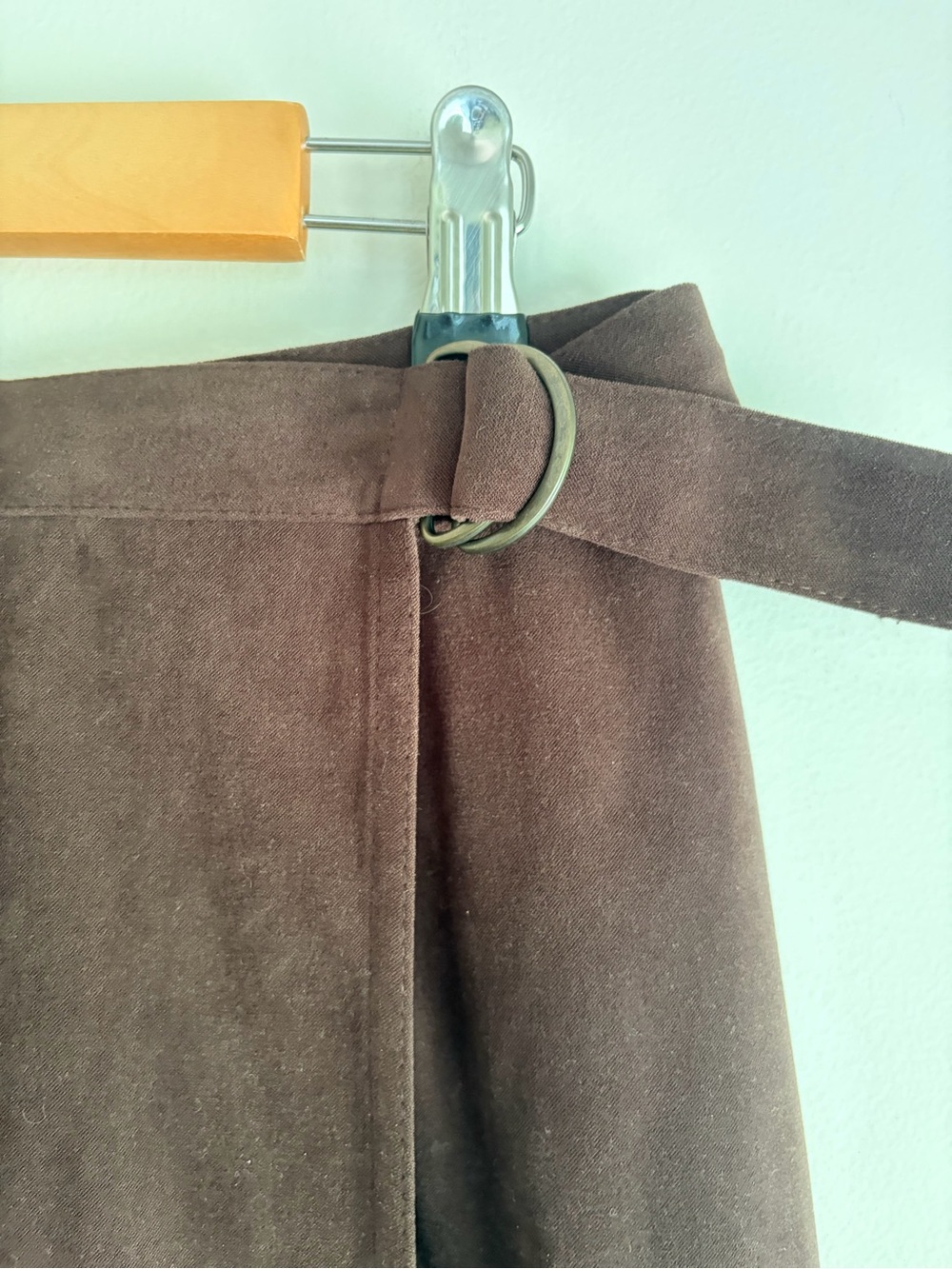 Talbots Brown Suede Wrap Midi Skirt Size 12 - Picture 2 of 6
